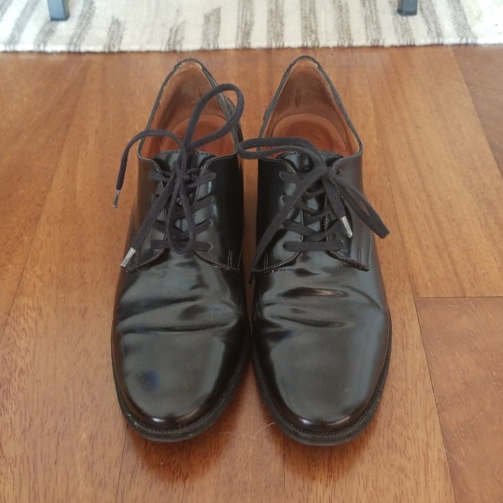 Madewell Patent Black Heeled Oxfords